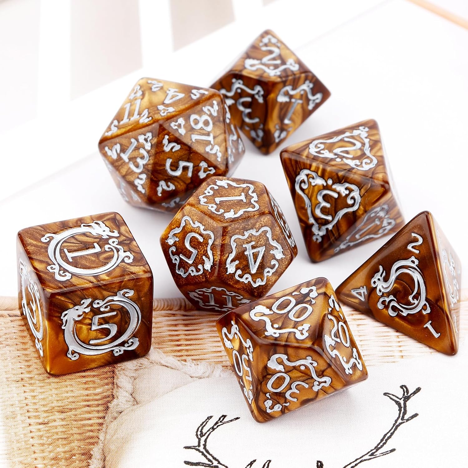 Dice Set Polyhedral - 7 adet Set DND Zar Ejderha