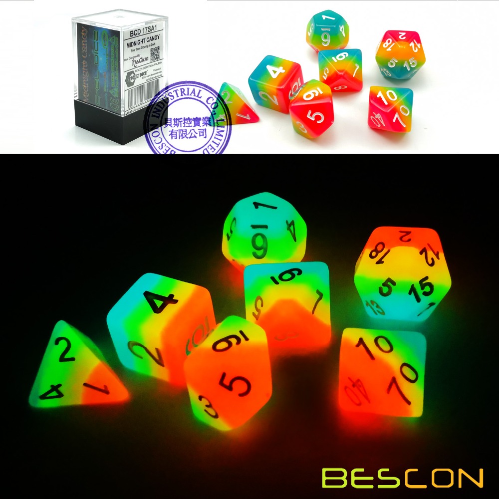 Dice Set Polyhedral - Bescon Fantasy gökkuşağı parlayan çokyüzlü zar