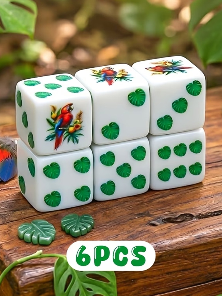 Board Game Dnd - 6 adet renkli papağan tüyü D6
