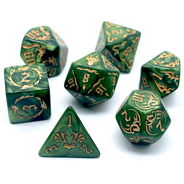 7 Parça Yeşil Döngülü Akrilik  - Dice Set Polyhedral incelemesi ve fiyatı