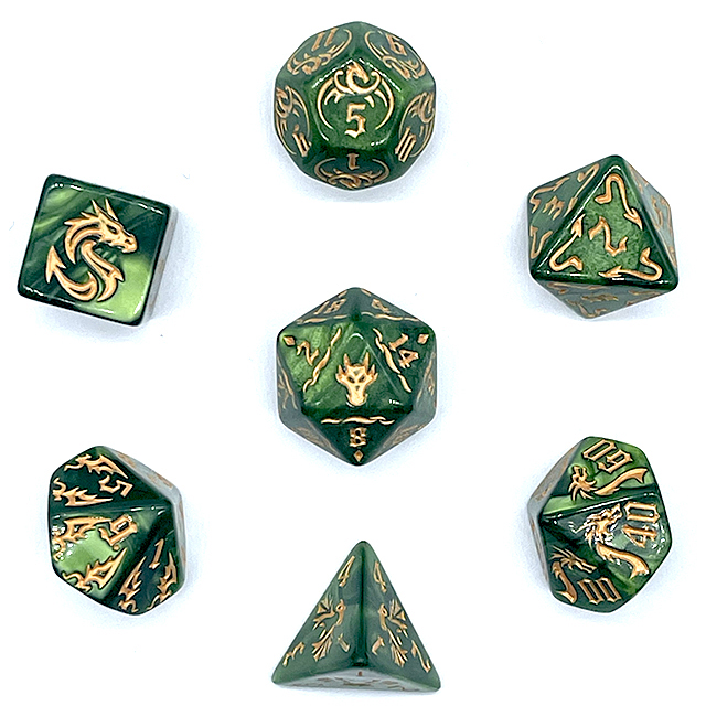7 Parça Yeşil Döngülü Akrilik  - Dice Set Polyhedral incelemesi ve fiyatı