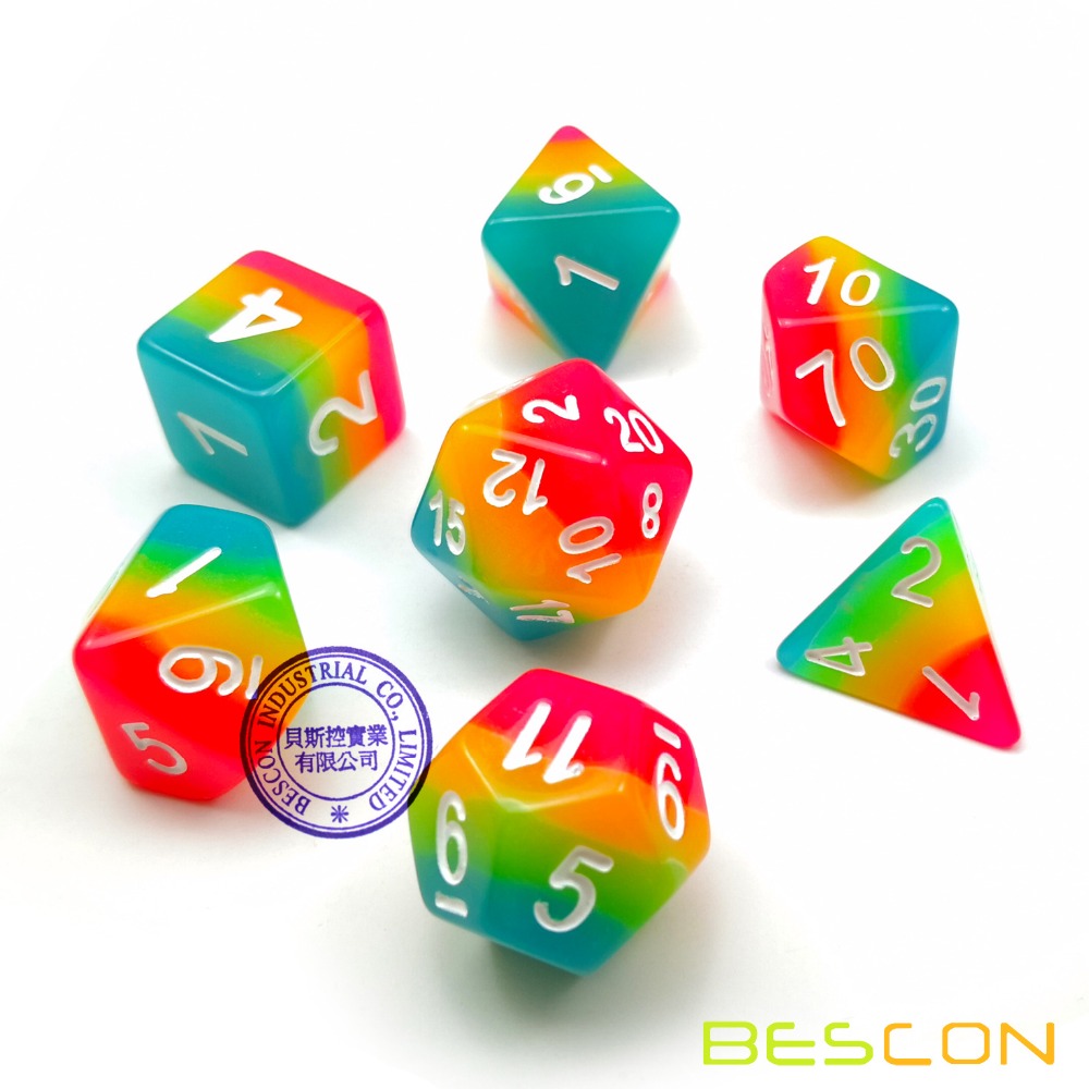 Bescon Fantasy gökkuşağı parla - Dice Set Polyhedral incelemesi ve fiyatı