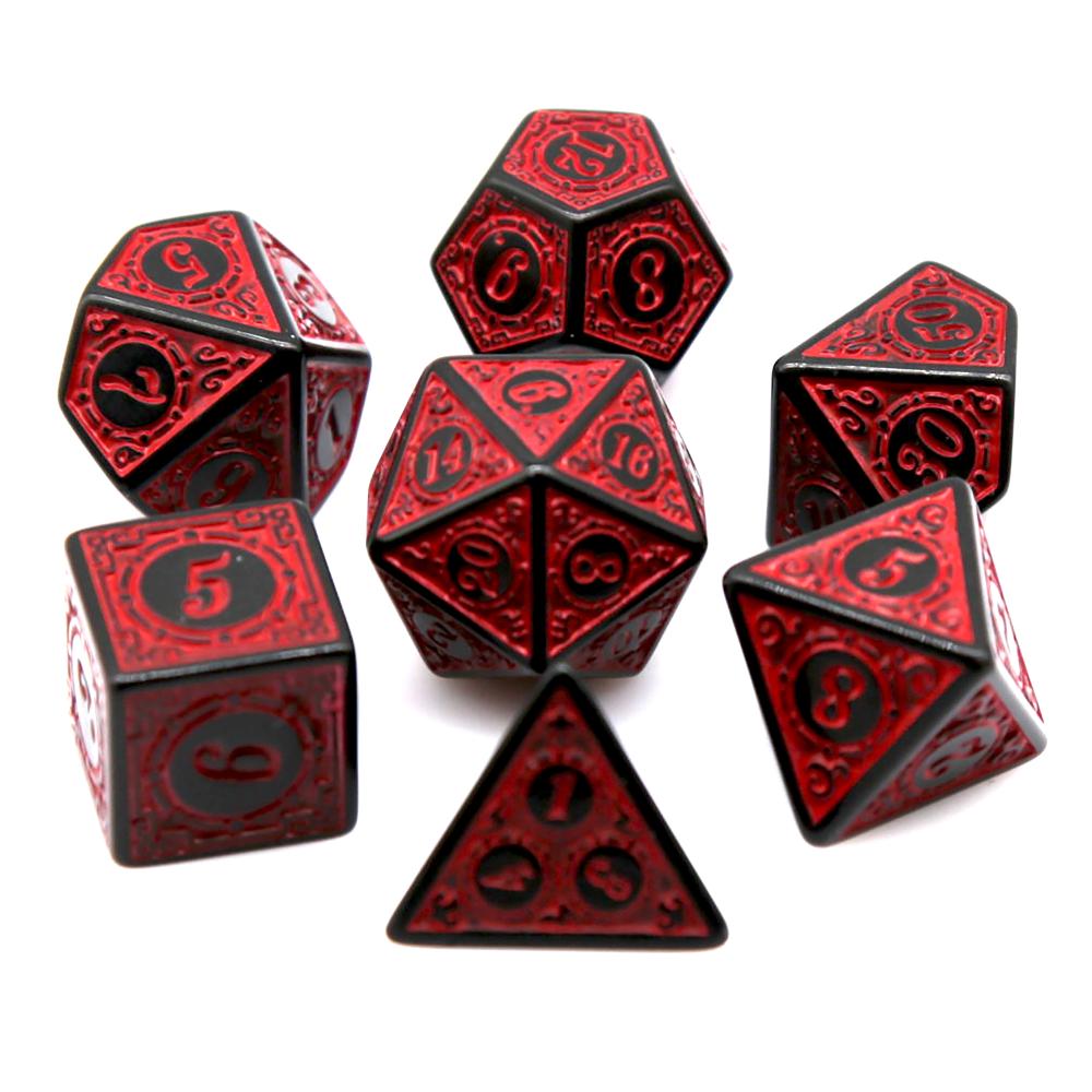 7 adet siyah kırmızı akrilik ç - Dice Set Polyhedral incelemesi ve fiyatı