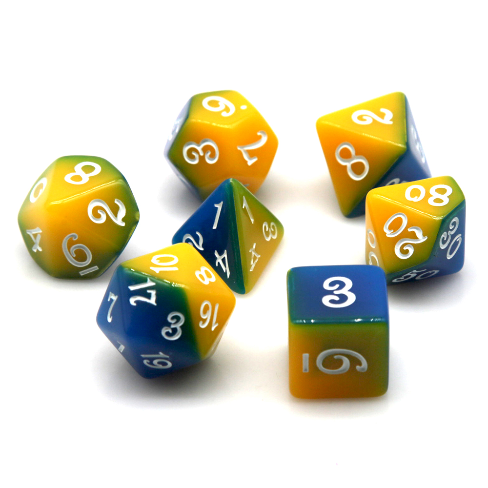 Mavi ve Sarı Çift Renkli Çokge - Dice Set Polyhedral incelemesi ve fiyatı