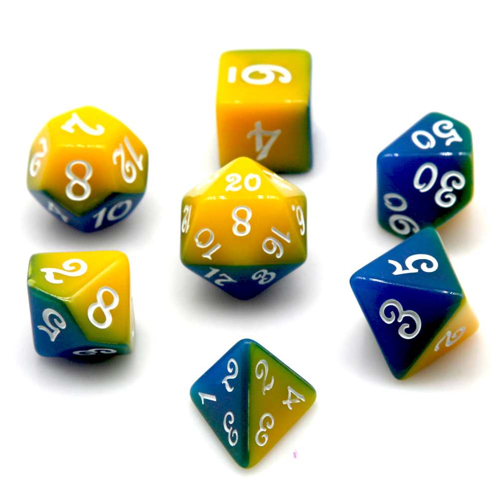 Mavi ve Sarı Çift Renkli Çokge - Dice Set Polyhedral incelemesi ve fiyatı