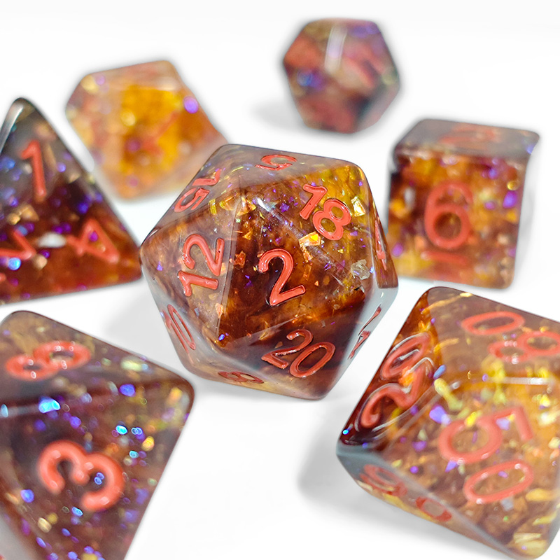 Ateş Turuncusu Konfeti Reçine  - Dice Set Polyhedral incelemesi ve fiyatı