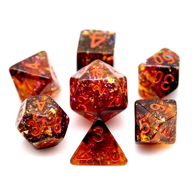 Ateş Turuncusu Konfeti Reçine  - Dice Set Polyhedral incelemesi ve fiyatı